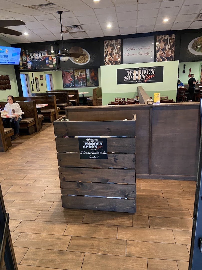 Classic diner tables with simple breakfast plates.